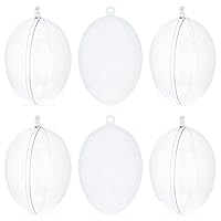 Set of 6 Clear Plastic Egg Ornaments 2.7 Inches