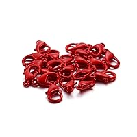 20pcs/Pack Colored Metal Lobster Clasps, Lanyard Snap Clips with Key Rings,for Bag Key Chains Connector,Jewelry Making Accessories (Red, 14×7mm)