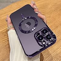 OOK Phone Case Made for iPhone 14 Pro Max (6.7 Inch) with Camera Lens Protector (Compatible with MagSafe) Anti-Scratch Shockproof Electroplated Slim Phone Cover for Women Men - Purple