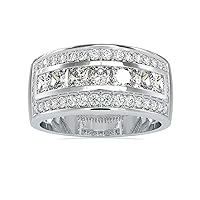 VVS Wedding Band Ring with 0.66 Ct Round Natural & 2.12 Ct Princess Moissanite Diamond in 18k White/Yellow/Rose Gold Promise Ring for Women | Bridal Ring for Her | Anniversary Ring (IJ-SI, G-VS2)