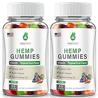 Hemp Gummies 2 Packs - 100% Natural Organic Hemp Gummy Extra Strength High Potency with Pure Hemp Oil Extract Vegan Edible Bear Candy Made in US