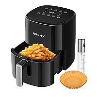 Air Fryer 3.8 Quarts for 1-2 people, 8-in-1 Functions, Air Fry, Roast, Bake, Broil, Preheat, Shake, Digital Small Air Fryer, Nonstick Dishwasher-Safe Basket, Compact Air Fryers, Black
