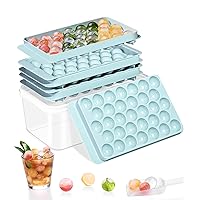 Stackable Round Ice Cube Tray Set with Lid & Bin – Create 99PCS Round Ice Balls, Ice Trays for Freezer is Easy to Release & Sturdy– Small Pellet Ice Maker for Drinks, Coffee and Cocktails