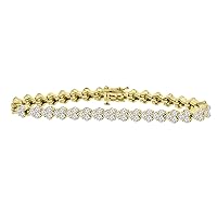 8.51 ct Ladies Round Cut Diamond Tennis Bracelet in (Color G Clarity SI-1) in 14 Kt Yellow Gold