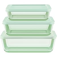 Tinted (6-PC Large) Medium/Large Rectangle Food Storage Container Set, Snug Fit Non-Toxic Plastic BPA-Free Lids, Freezer Dishwasher Microwave Safe, 3 Cup, 6 Cup & 11 Cup