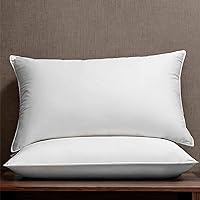 Hotel Goose Down Feather Pillows King Size Set of 2 Pack Odorless Hypoallergenic Fluffy Firmness Medium Supprot Bed Pillow for Sleeping, Breathable Skin-Friendly 20x36 inches