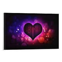 Dark Purple Heart Decorative Poster - Home Wall Canvas Print Art Deco Aesthetic Canvas Painting Posters And Prints Wall Art Pictures for Living Room Bedroom Decor 16x24inch(40x60cm) Frame-style