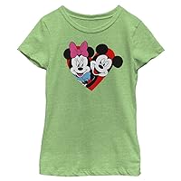 Disney Characters Mickey Minnie Heart Girl's Heather Crew Tee