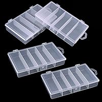 4 Pack 5 Grid Clear Plastic Fishing Tackle Bait Hooks Storage Box,Visible Bead Jewelry Making Findings Utility Organizer Container Case for Jewelry,DIY Crafts(7.1