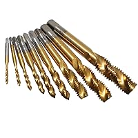 Gasea 9pcs HSS Thread Taps Drills Spiral Pointed Tapping Thread Forming Drill Tap Bits M2-M12