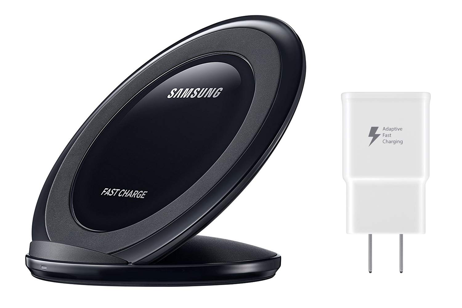 Samsung Qi Certified Fast Charge Wireless Charging Pad + Stand - Supports wireless charging on Qi compatible smartphones - Black