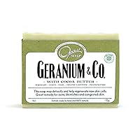 Opas Geranium Soap, 100% Natural, Carcinogen Free, Cold Processed, Fresh Flowery Clean Scent, Raw Organic Cocoa Butter, Made with Natural Essential Oils Lemon, Rosemary, Lavender