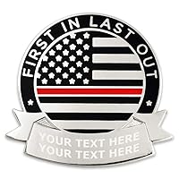 PinMart Thin Red Line Flag Police Awareness Lapel Pin Engravable Personalized