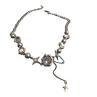 Star Geometric Crystal Chains Choker Necklaces Shiny Jewelry for Women Anniversary Wedding