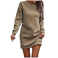 Women's Casual Long Sleeve Tunic Sweater Dress Long Sleeve Crewneck Oversize Pullover Hip Pack Dress Sweater Dress