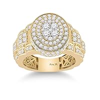 The Diamond Deal 14kt Yellow Gold Mens Round Diamond Oval Ring 2-3/4 Cttw