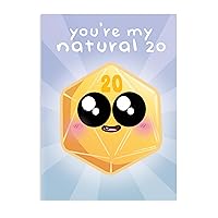 Glassstaff My Natural 20 DnD Greeting Card with d20 dice envelope for Dungeons and Dragons - Valentine's day, love, friendship Dice postcard gift dnd christmas decorations dnd gifts for men
