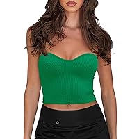 REORIA Women's Summer Sexy Sweetheart Neck Sleeveless Strapless Y2K Ribbed Crop Tank Tube Tops