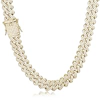 12mm Mens Women Heavy Iced Out Miami Cuban Link Chain or Bracelet 14K Gold White Rose Gold Plated CZ Lab Diamond Hip Hop Jewelry Necklace Choker with Gift Box
