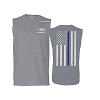 American Flag Thin Blue Line USA Police Support Lives Matter Men's Muscle Tank Sleeveles t Shirt