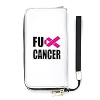 Fuck Cancer Novelty Wallet with Wrist Strap Long Cellphone Purse Large Capacity Handbag Wristlet Clutch Wallets