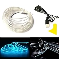 USB El Wire Purple,9.8FT/3M Neon Lights 5V with Fuse Protection for Automotive Car Interior Decoration with 6mm Sewing Edge. 