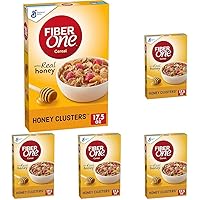 Fiber One Honey Clusters Breakfast Cereal, Fiber Cereal Made with Whole Grain, 17.5 oz (Pack of 5)