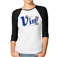 A Tribute to Vin Scully We Will Miss You Ladies 3/4 Sleeve Baseball Raglan T-Shirt Black