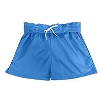 Women's Drawstring Shorts Elastic Waist Comfy Lounge Short Solid Color Pocket Running Workout Summer Casual Shorts (Blue,Small)