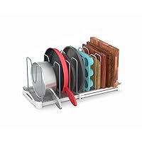 Adjustable Bakeware Organizer Pot Lid Holder Rack for Pots, Cake Molds, Cutting Boards, Mats, Cookware, GS02SS, Pack of 2