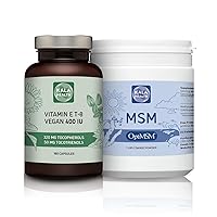 OptiMSM – Pure Methylsulfonylmethane MSM Supplement Powder Vitamin E - All 8 Tocopherols + Tocotrienols 400 IU Vegan