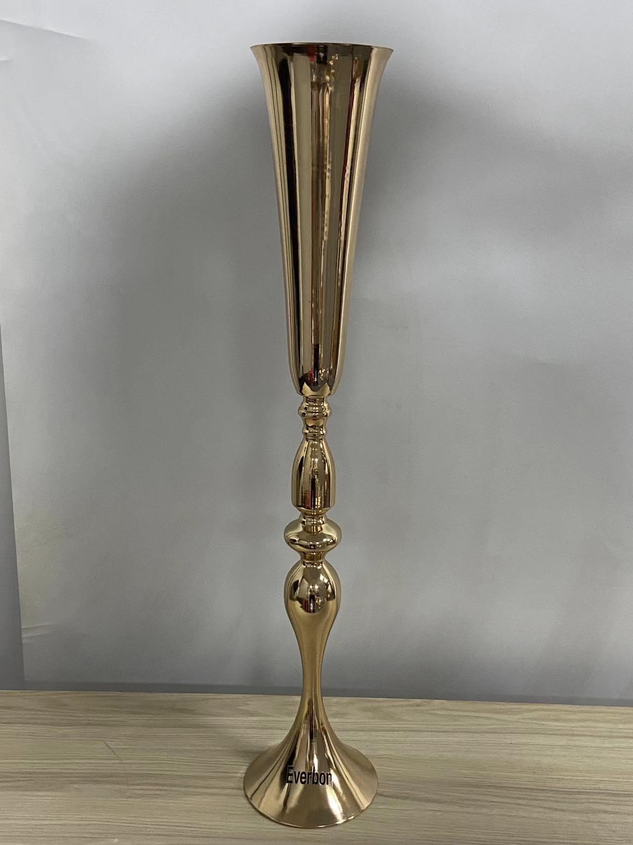 Everbon Gold Metal Trumpet Vase Decorative Centerpieces, 34.6 Inches Tall, 10 Pieces