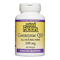Natural Factors, Coenzyme Q10 100 mg, Natural Coenzyme Q10 Supplement for Energy, Heart and Cognitive Support, 100mg, 60 Count