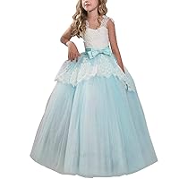 Long Lace Flower Girl Dresses Pink Less Party Dress