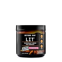 BEYOND RAW LIT | Clinically Dosed Pre-Workout Powder | Contains Caffeine, L-Citrulline, Beta-Alanine, and Nitric Oxide | Jolly Rancher Watermelon | 15 Servings