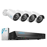 8CH 5MP Home Surveillance & Security Camera System, 4pcs Wired 5MP Outdoor PoE IP Cameras with Person Vehicle Detection, 4K 8CH NVR with 2TB HDD for 24-7 Recording, RLK8-410B4-5MP White