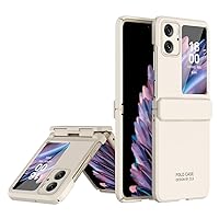 Moblie Cover, Ultra-Thin Lightweight Case Compatible with Oppo Find N2 Flip with Hinge+Screen Protector Shockproof Full Protective Rugged Cover Compatible with Find N2 Flip (Color : Beige)