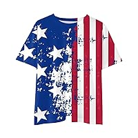 Cow Print Top Toddler Boys 4th of July Text Print Chrysanthemum Pattern T Shirts American Flag Shirt Kids Boy Tee