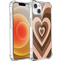 Heart Case for iPhone 14,for iPhone 14 Case Brown Heart Love,for iPhone 14 Case Valentines Thanksgiving Day Gifts,Heart Love for iPhone Case Women,Soft TPU Gifts Case for iPhone