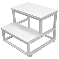,Wooden, Adults Kids, Portable Bed Step Stools for High Beds with Round Corner, Multi Purpose Stepping Stool for Bedroom Kitchen, Load 500 LB, White