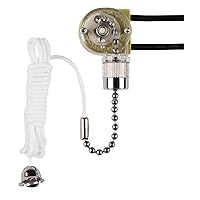 Lighting 7702200 Fan Light Switch with Chrome Pull Chain