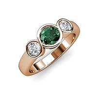Emerald and Diamond (SI2, G) Infinity Three Stone Ring 1.65 ct tw in 14K Rose Gold