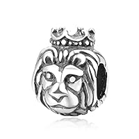 Adabele 1pc Authentic 925 Sterling Silver Hypoallergenic Lion King Charm Pet Animal Bead Compatible with Pandora All Other Charm Bracelet Necklace EC673