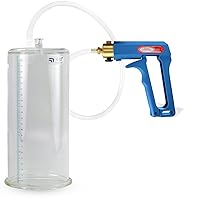 LeLuv Penis Pump Maxi Blue Handle with Clear Hose - 9 inch Length x 4.10 inch Diameter Cylinder