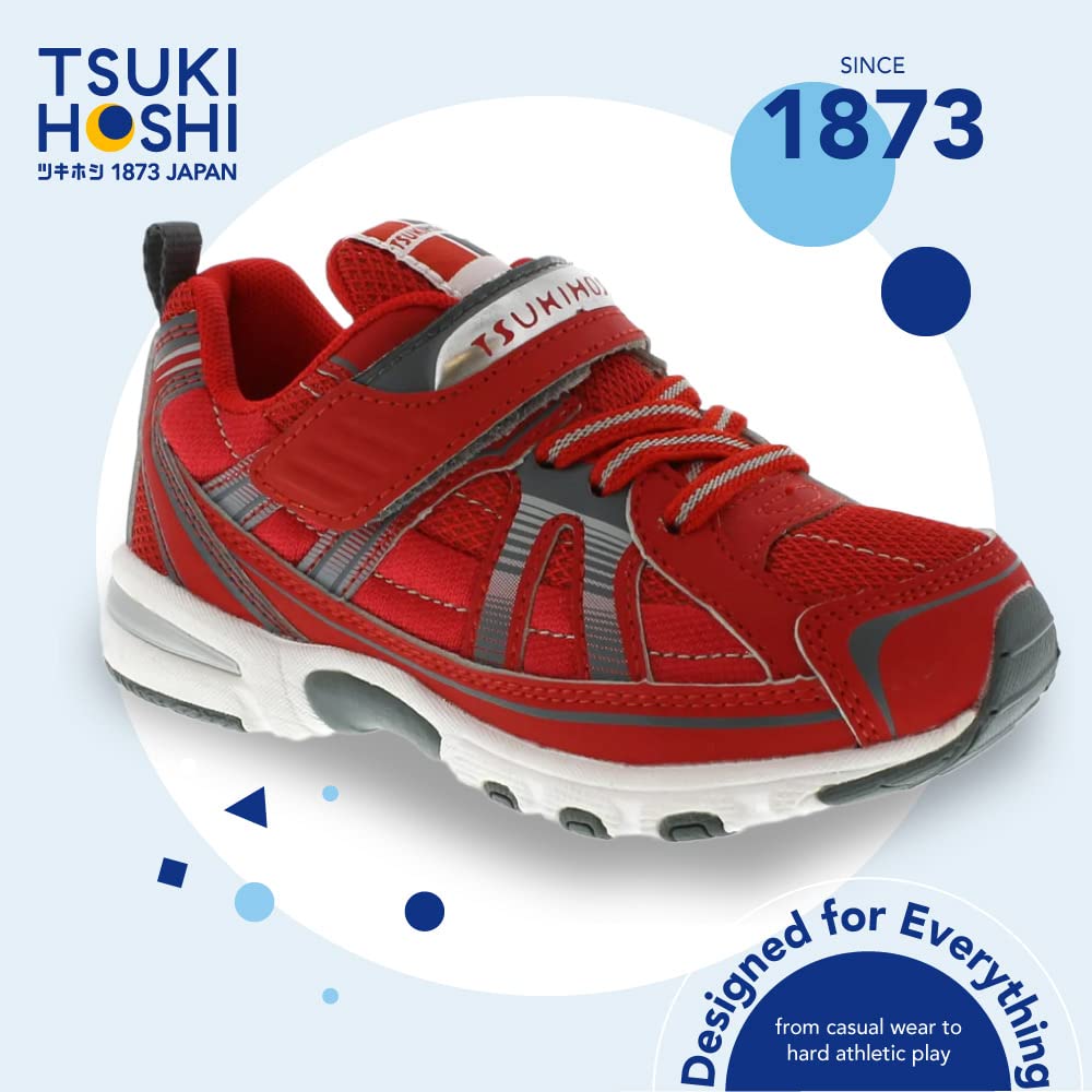 TSUKIHOSHI 3570 Storm Strap-Closure Machine-Washable Baby Sneaker Shoe with Wide Toe Box and Slip-Resistant, Non-Marking Outsole