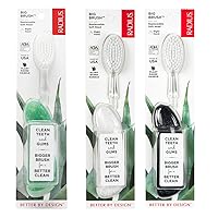 RADIUS Big Brush BPA Free & ADA Accepted Toothbrush Designed to Improve Gum Health & Reduce Gum Issues - Right Hand - Midnight Sky/Marble/Soda Pop Eco Grind - Pack of 3