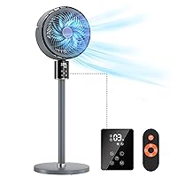Floor Fans Oscillating Quiet w/Remote + LED Touch,Standing Fan for Home Bedroom,70°+90° Pedestal Fans for Cooling and Sleep,100ft Air Circulator Fan,Adjustable Height,3 Speeds,3 Modes,12H Timer