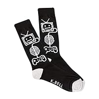 K. Bell Men's Fun Gamer Crew Socks-1 Pairs-Cool & Funny Video Games Novelty Gifts