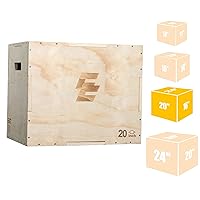 3 in 1 Wood Plyo Box,Plyometric Jump Box Non-Slip for Skipping,Jumping,Box Jump,Squats,Dips,Rounded Corners for Safety
