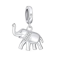 Lucky Zoo Animal Good Luck Trunk Up Circus Elephant Puzzle Bead Charm For Women Teen Polished .925 Sterling Silver Fits European Bracelet